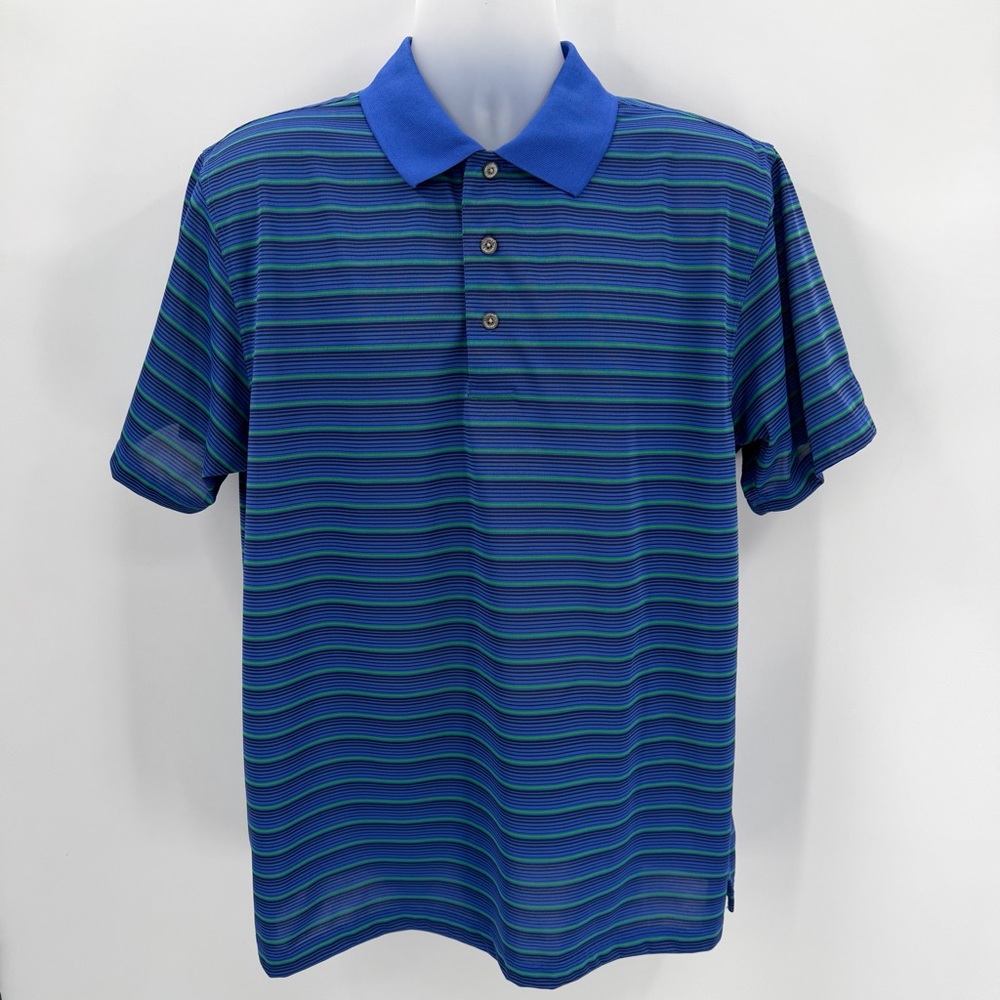 PRO TOUR Shirt Mens XL Stripe Polo Modern Fit Polyester Short Sleeve Golf Preppy